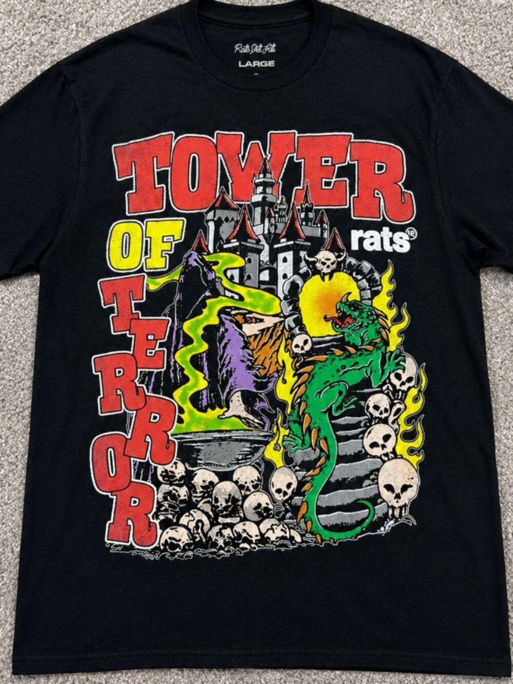 Rats Get Fat “Tower of Terror” black graphic T-shirt